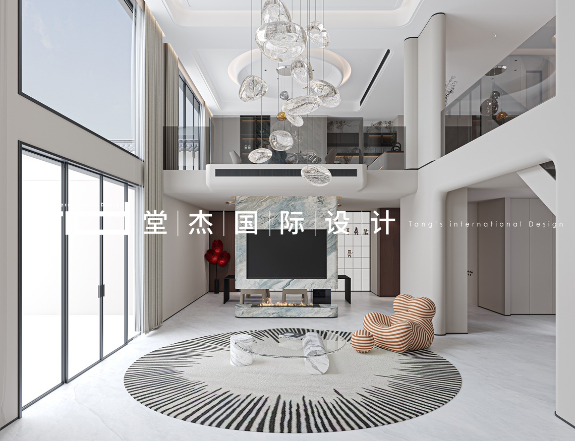 现代风格-中堂院墅-联排别墅-450㎡-装修效果图